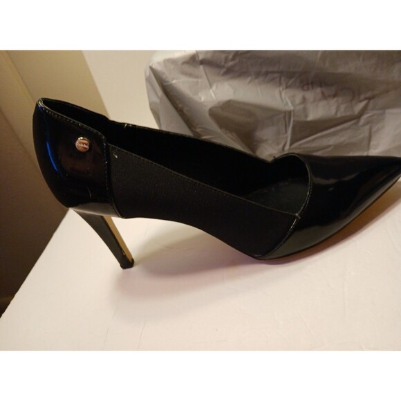 Calvin Klein Brie BlackPatent/Elastic Pump Heels Womens 9.5M POINTED TOE - Picture 14 of 16